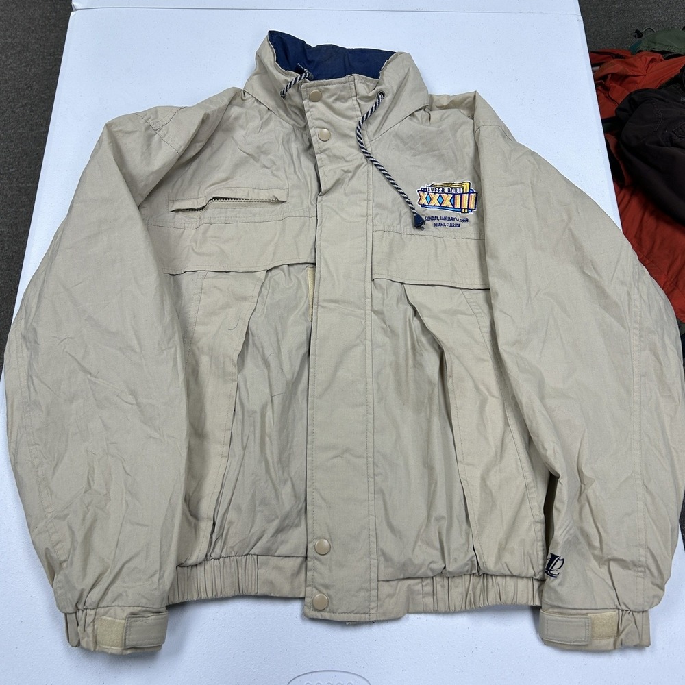 Logo Athletic Super Bowl XXXIII Jacket Mens M Tan 1997 NFL Miami Windbreaker